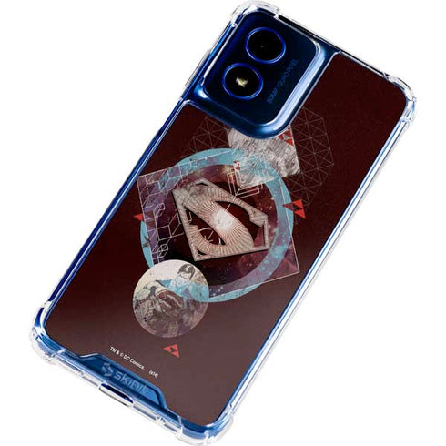DC Comics Superman Purple Abstract Collage Moto G 5G (2024) Clear Case